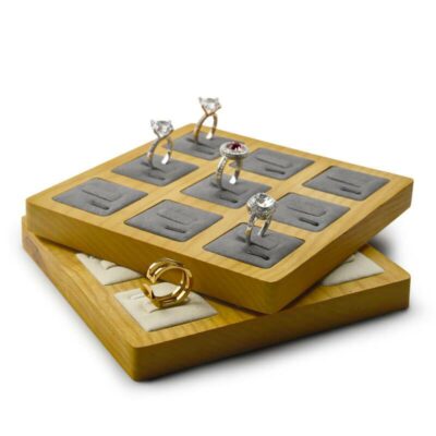 Wooden Tray Ring Display